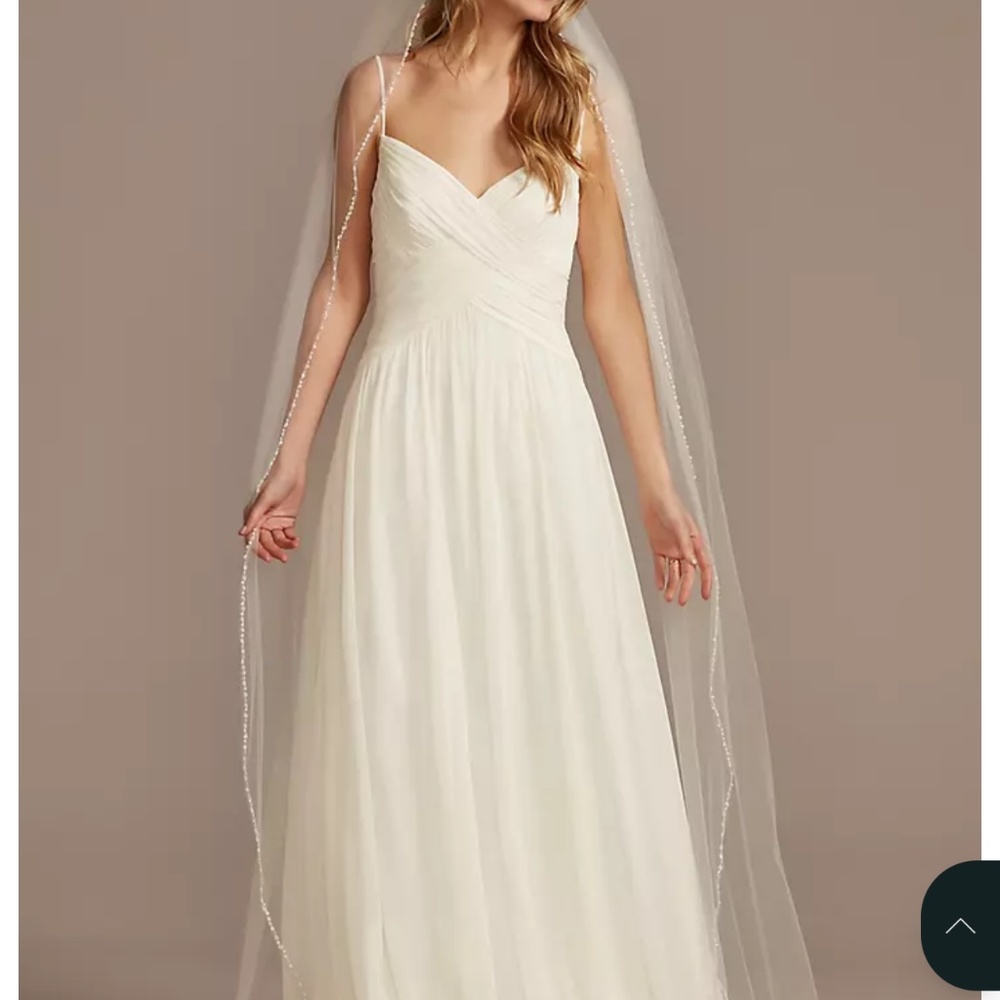 Bead and Pearl Trimmed Chapel Length Veil Davids bridal unopened from Davids bri - Picture 2 of 12